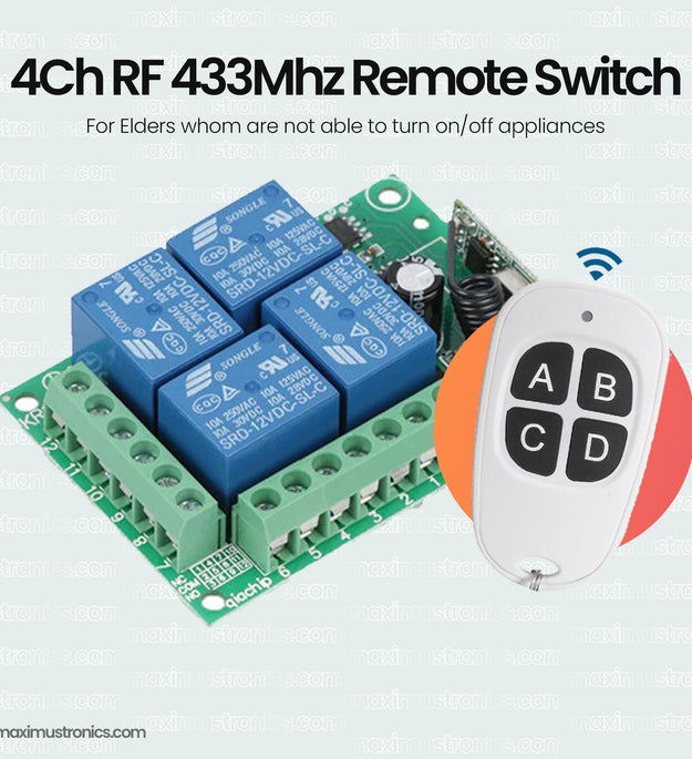 12v dc 4CH 4gangs RF Remote control switches dry contact 433Mhz learning code ev1527