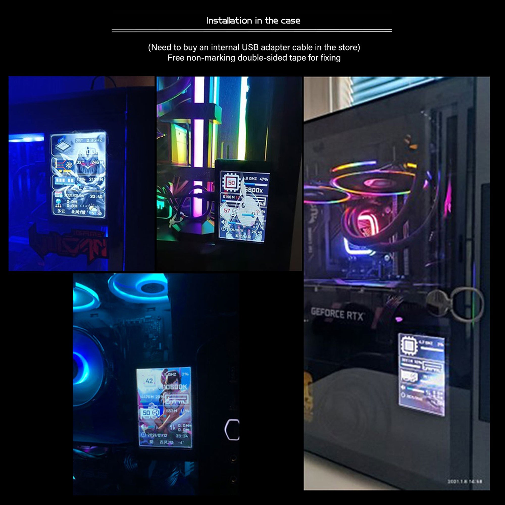 New 3.5 Inch IPS Type-C Secondary Screen Computer CPU GPU RAM HDD Monitor USB Type-C Display For Freely AIDA64 Turing Turzx software